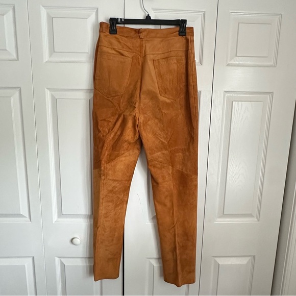 Vintage Design Assets Pants Womens 12 Suede Leather Straight Lined 90s Western - Picture 2 of 14